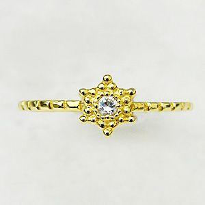 一粒石 ダイヤモンドリング ダイヤモンド ゴールド 指輪 k18 六芒星