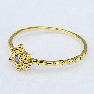 一粒石 ダイヤモンドリング ダイヤモンド ゴールド 指輪 k18 六芒星