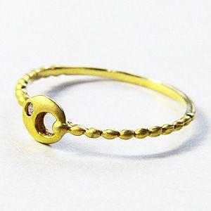 ダイヤモンド リング 月モチーフ 0.01ct k18 指輪 ゴールド 一粒ダイヤ ムーン 送料無料 ジュエリー 人気 プレゼント ギフト ご褒美 自分買いの画像