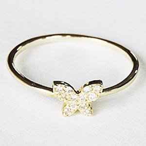 ダイヤモンドリング ダイヤリング ピンキーリング ダイヤモンド指輪 ダイヤモンド バタフライ 蝶 k18 ゴールド 18金 送料無料 プレゼント ギフト 自分買い puの画像