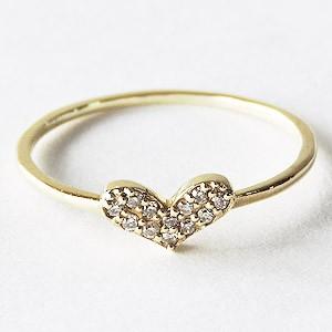 ダイヤモンドリング ハートリング ピンキーリング ダイヤモンド指輪 ダイヤモンド 0.06ct ハート k18 ゴールド 18金 送料無料 プレゼント ギフト 自分買い puの画像