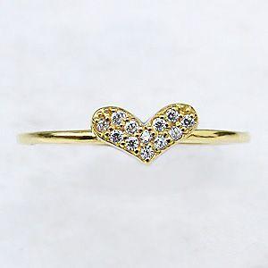 ダイヤモンドリング ハートリング ダイヤモンド 0.06ct ゴールド k10 指輪 ピンキーリング 送料無料 人気 プレゼント ギフト ご褒美 自分買い puの画像