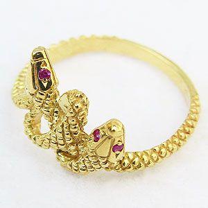 ヘビ リング ルビー スネーク 蛇 指輪 18k 18金 ゴールド レディース 