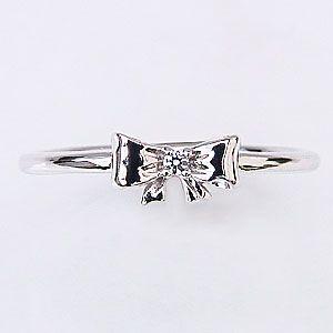 ダイヤモンドリング ピンキーリング リボンモチーフ ダイヤモンド指輪 ダイヤモンド 0.01ct 送料無料 人気 プレゼント ギフト ご褒美 自分買い puの画像