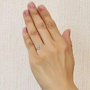 ハートリング チェーンリング LOVEリング ピンキー ハート k18 ホワイトゴ−ルド サイズフリー 指輪 送料無料 人気 プレゼント ギフト ご褒美 自分買い puの画像