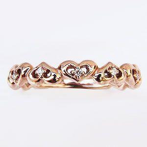 ハートリング ダイヤモンドリング 指輪 ハートモチーフ ピンクゴールド k10 ダイヤモンド 0.03ct 送料無料 人気 プレゼント ギフト ご褒美 自分買い puの画像