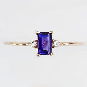 アメジストリング 紫水晶 k18 ピンクゴールド 指輪 ダイヤモンド 0.02ct シンプル 送料無料 人気 プレゼント ギフト ご褒美 自分買い puの画像