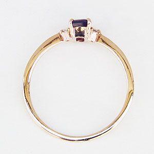 アメジストリング 紫水晶 k18 ピンクゴールド 指輪 ダイヤモンド 0.02ct シンプル 送料無料 人気 プレゼント ギフト ご褒美 自分買い puの画像