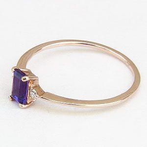 アメジストリング 紫水晶 k18 ピンクゴールド 指輪 ダイヤモンド 0.02ct シンプル 送料無料 人気 プレゼント ギフト ご褒美 自分買い puの画像