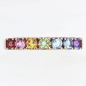 新品 アメジスト ペリドット ガーネット アイオライト リング K18 アメジスト/シトリン/ガーネット/ペリドット/ブルートパーズ/cz