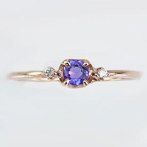 アメジストリング 紫水晶 k18 ピンクゴールド 指輪 ダイヤモンド 0.02ct シンプル 2月誕生石 送料無料 人気 プレゼント ギフト ご褒美 自分買い puの画像