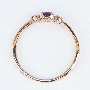アメジストリング 紫水晶 k18 ピンクゴールド 指輪 ダイヤモンド 0.02ct シンプル 2月誕生石 送料無料 人気 プレゼント ギフト ご褒美 自分買い puの画像
