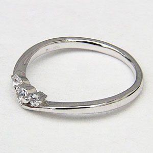 ダイヤモンド 0.06ct リング エンゲージリング k10 ホワイトゴールド 婚約指輪 スリーストーン ハート 4月誕生石 送料無料 プレゼント ギフト 自分買い puの画像