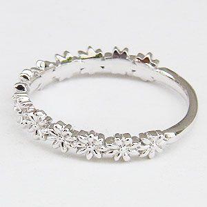 リング フラワーモチーフリング 花 k18 ホワイトゴールド 地金リング