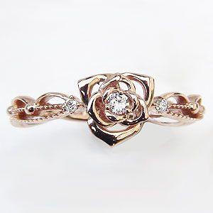 ダイヤモンドリング 薔薇モチーフ 指輪 バラ ピンクゴールド k18 ダイヤモンドリング 薔薇モチーフ 指輪 バラ ピンクゴールド k18