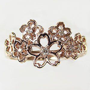 ダイヤモンドリング ダイヤモンド 指輪 花 フラワー モチーフ 桜