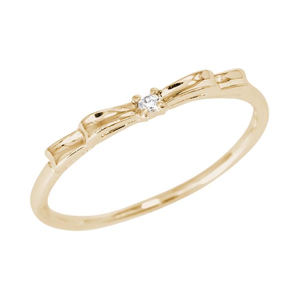 k18 ダイヤモンド リング リボンリング 18k 18金 イエローゴールド