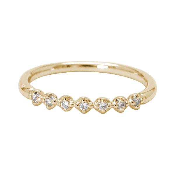 k18 ダイヤモンド リング エタニティリング ダイヤ ハーフエタニティ 18k 18金 イエローゴールド レディース 送料無料 カジュアル 普段使い 4月誕生石 puの画像