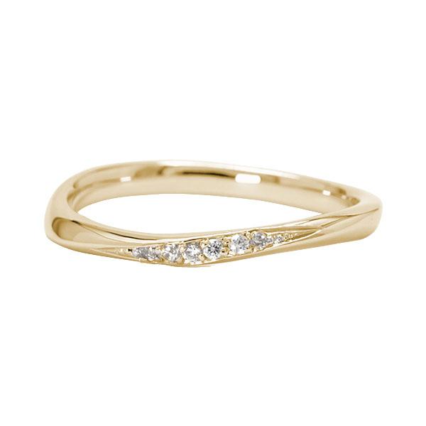 k18 ダイヤモンド リング 指輪 ダイヤリング シンプル ウェーブ 18k 18金 イエローゴールド レディース 送料無料 カジュアル 普段使い 4月誕生石 ギフト puの画像