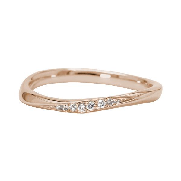 k18 ダイヤモンド リング 指輪 ダイヤリング シンプル ウェーブ 18k 18金 ピンクゴールド レディース 送料無料 カジュアル 普段使い 4月誕生石 ギフト puの画像