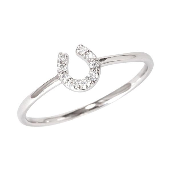 ホースシュー ダイヤモンド リング 馬蹄 k10 10k 10金 ホワイト
