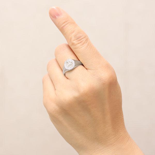ダイヤモンド 印台 リング k10 ホワイトゴールド 10金 10k ダイヤ 0.11ct 送料無料 4月誕生石 カジュアル 普段使い プレゼント ギフト ジュエリー puの画像