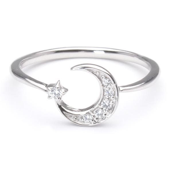 ダイヤモンド リング ムーン 月 ダイヤ 0.04ct プラチナ pt950 レディース 送料無料 4月誕生石 カジュアル 普段使い プレゼント ギフト ジュエリー puの画像