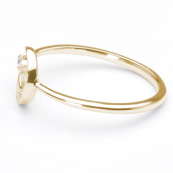 ダイヤモンド リング 指輪 ムーン 月 ダイヤ 0.04ct イエローゴールド k18 18k 18金 レディース 4月誕生石 カジュアル プレゼント ギフト ジュエリー puの画像