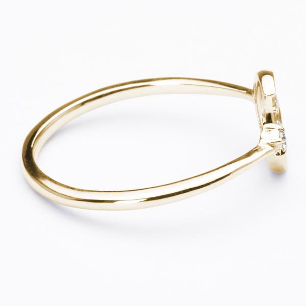 ダイヤモンド リング 指輪 ムーン 月 ダイヤ 0.04ct イエローゴールド k18 18k 18金 レディース 4月誕生石 カジュアル プレゼント ギフト ジュエリー puの画像