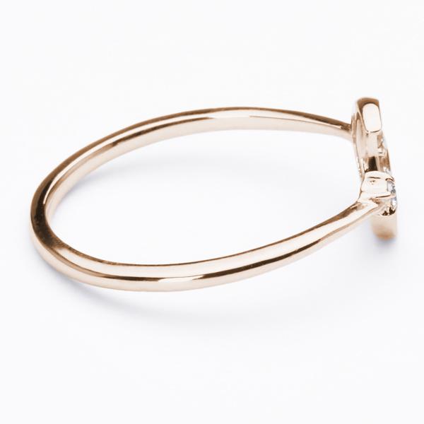 ダイヤモンド リング 指輪 ムーン 月 ダイヤ 0.04ct ピンクゴールド k18 18k 18金 レディース 4月誕生石 カジュアル プレゼント ギフト ジュエリー puの画像