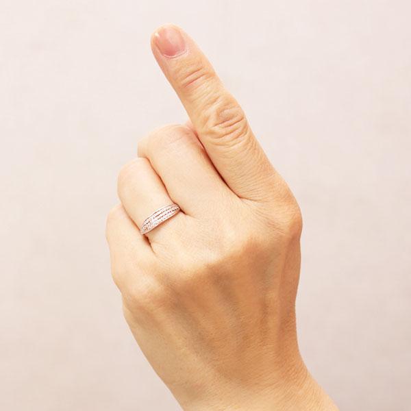 ダイヤモンド パヴェリング ダイヤリング 指輪 0.19ct ピンクゴールド k10 10k 10金 レディース 4月誕生石 カジュアル プレゼント ギフト ジュエリー puの画像