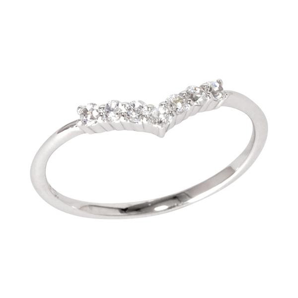 ダイヤモンド リング V字 指輪 ダイヤリング k10 10k 10金 ホワイト