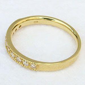 ダイヤモンド リング ハーフエタニティーリング 指輪 0.15ct イエローゴールド k18 送料無料 人気 プレゼント ギフト ご褒美 自分買い puの画像