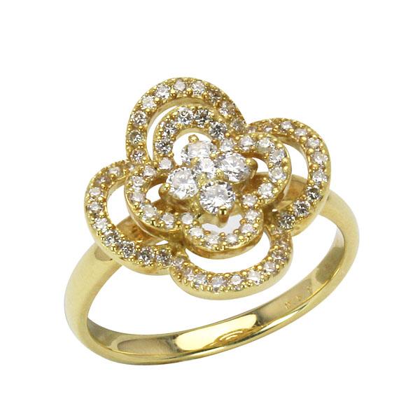 ダイヤモンド リング k18 ゴールド 18金 0.50ct フラワー