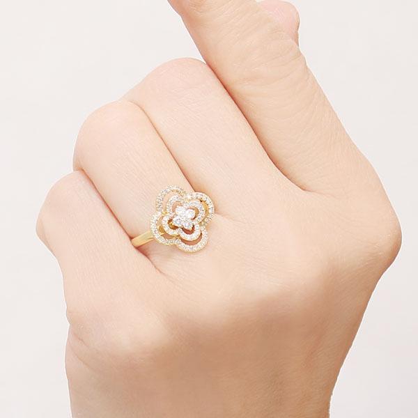 値下げ))花モチーフ ゴールドリング ダイヤモンド0.5 k18 ダイヤモンド リング k18 ゴールド 18金 0.50ct フラワー