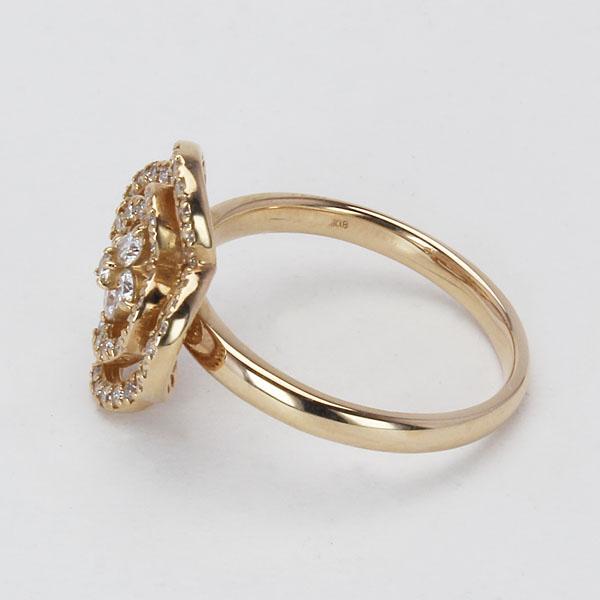 値下げ))花モチーフ ゴールドリング ダイヤモンド0.5 k18 指輪 ダイヤモンド フラワーリング 18金 k18 18k イエロー