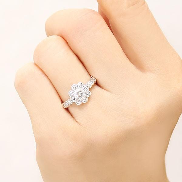リング 1点限定 特価 花型 ダイヤモンド 約1.08ct pt900 プラチナ 指輪 