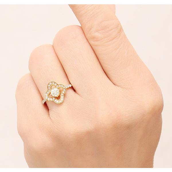 ダイヤモンド フラワーモチーフ リング k18 ゴールド 18金 0.30