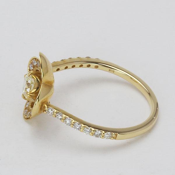 ダイヤモンド フラワーモチーフ リング k18 ゴールド 18金 0.30ct 花