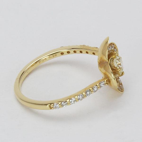 ダイヤモンド フラワーモチーフ リング k18 ゴールド 18金 0.30ct 花