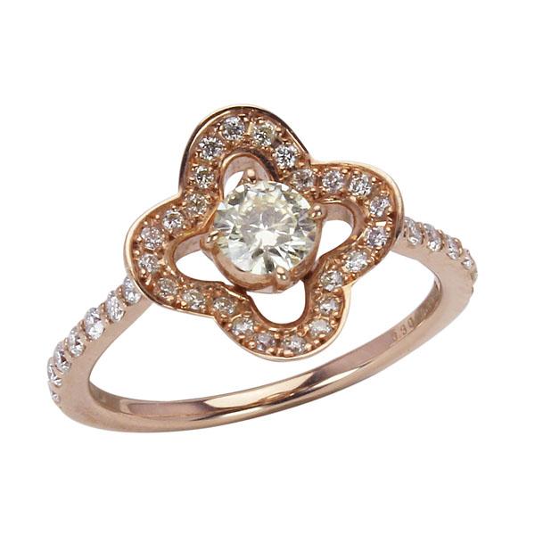 ダイヤモンド フラワーモチーフ リング k18 ピンクゴールド 18金 0.30