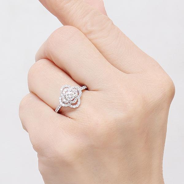 プラチナダイヤモンド フラワーモチーフ リング プラチナ 合計0.82ct