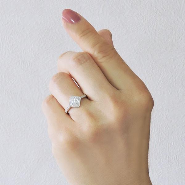 ダイヤモンド リング k18 ホワイトゴールド 0.30ct 指輪 菱形 スクエア