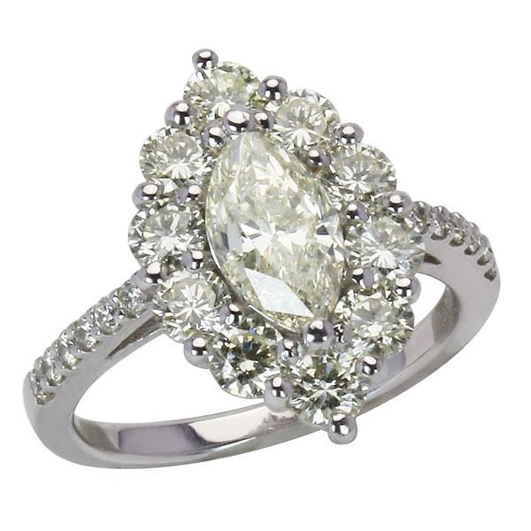 ダイヤモンドリング 1点限定 マーキスカット ダイヤモンド 1.00ct〜 脇
