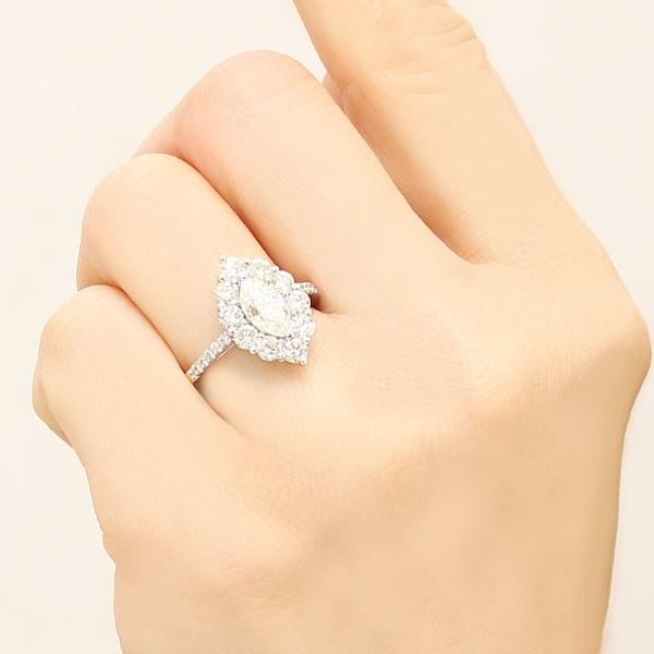 ダイヤモンドリング 1点限定 マーキスカット ダイヤモンド 1.00ct〜 脇