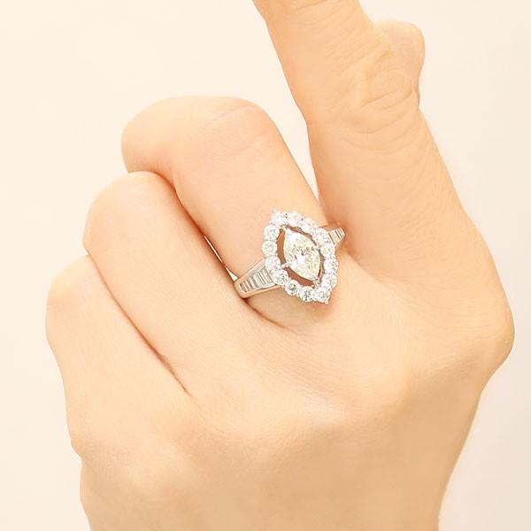 ダイヤモンドリング 1点限定 マーキスカット ダイヤモンド 1.00ct〜 脇 