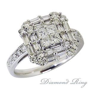 指輪 レディース プラチナ ダイヤ リング プリンセスカット バケットカット 1カラット 1.0ct 送料無料ラッピング無料 プレゼント ギフト ご褒美 自分買い pu