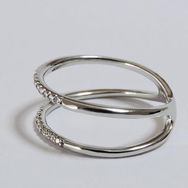 ダイヤモンド リング pt900 プラチナ 0.15ct 指輪 二重 ハーフ