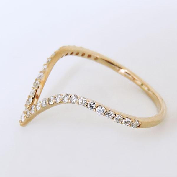 V字型リング k18パール付き 18k：オーダー】V字ラインパールリング アコヤ真珠使用 エグ