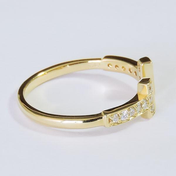 ダイヤモンド リング k18 イエローゴールド クリア 0.18ct T字 可愛い